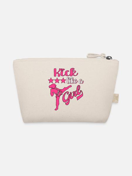 Karate Taekwondo Mädchen Frauen Karate Kick - Bio-Täschchen - Natur - Hinten