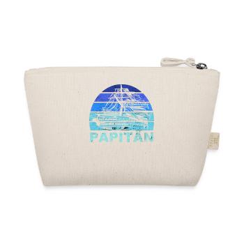 Papitän Vater Papa Kapitän Retro Anker Vatertag - Bio-Täschchen - Natur - Hinten