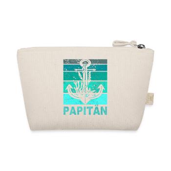 Papitän Vater Papa Kapitän Retro Anker Vatertag - Bio-Täschchen - Natur - Hinten