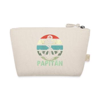 Papitän Vater Papa Kapitän Retro Anker Vatertag - Bio-Täschchen - Natur - Hinten