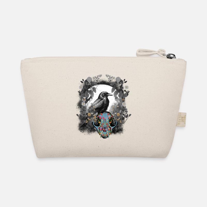 Dark Fantasy Krähe Schädel Knochen Horror Waldtier Bio-Täschchen