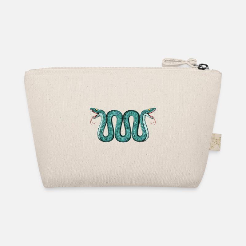 Aztec Two Headed Serpent Snake Organic Pouch