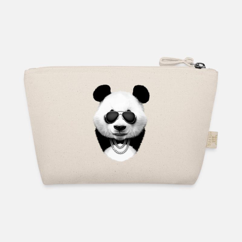 Panda in Schwarz - Bio-Täschchen - Natur