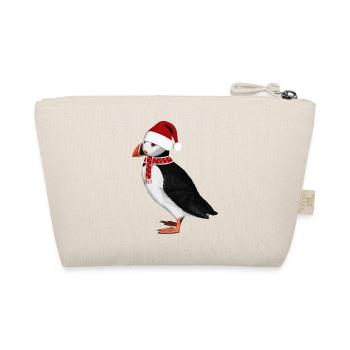 Puffin bird santa claus scarf hat - Organic Pouch - nature - Back