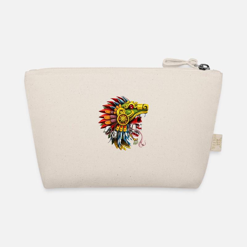 Aztec Serpent Skull Warrior Organic Pouch