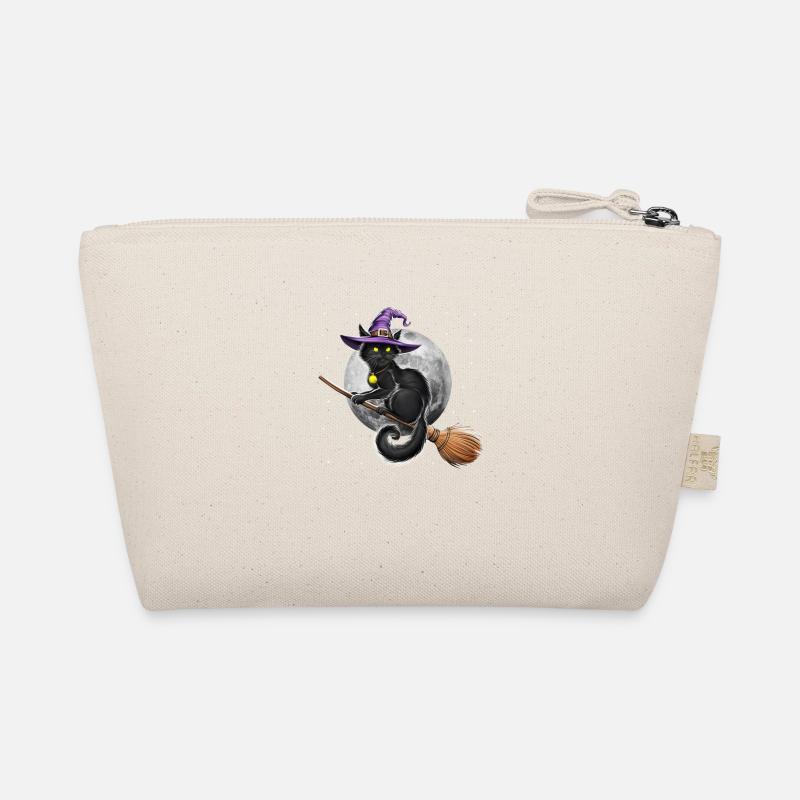 Cat Witch Riding Broom Organic Pouch