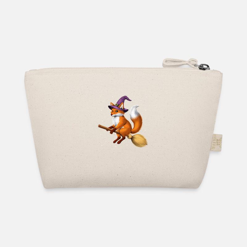 Fox Witch Riding Broom Organic Pouch