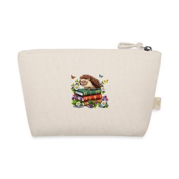 Hedgehog Reading Books - Organic Pouch - nature - Back