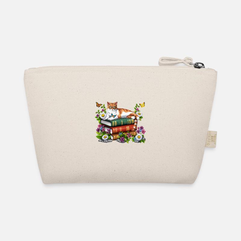 Cat Reading Books Organic Pouch