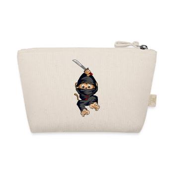 Ninja Affe Sprung Schwert Geschenk - Bio-Täschchen - Natur - Hinten