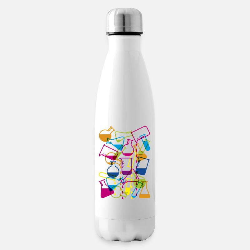 Laborglas mit Dripping Chemicals - Isolierflasche - Weiß