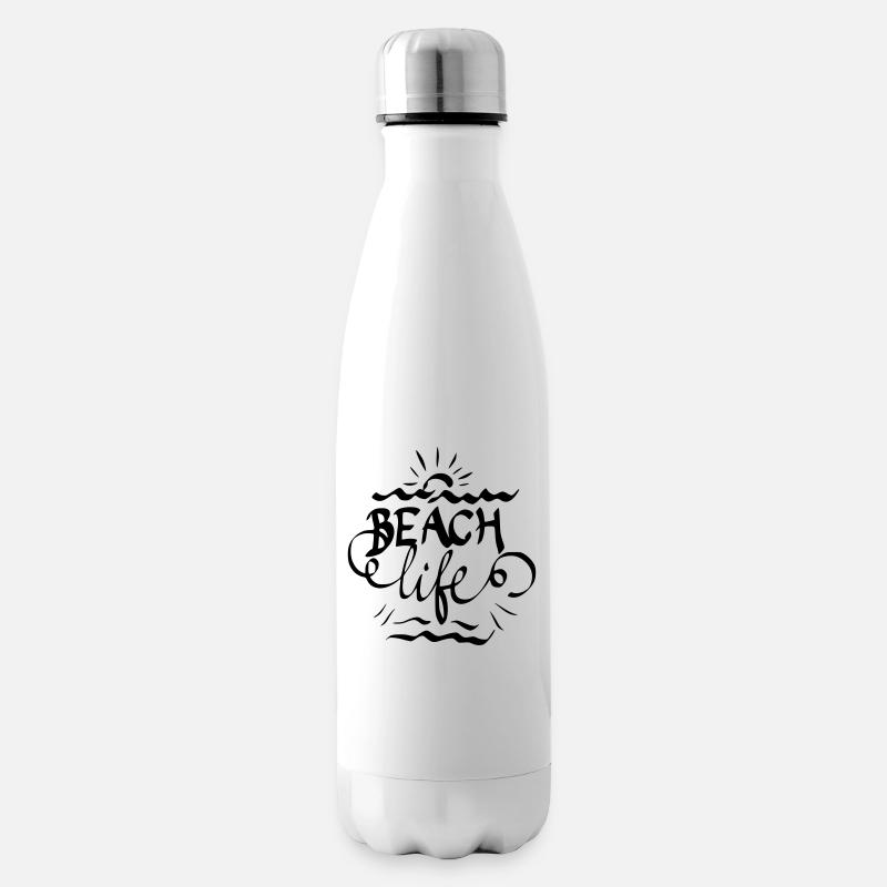 Beach life lettrage cadeau idée cadeau - Bouteille isotherme - blanc