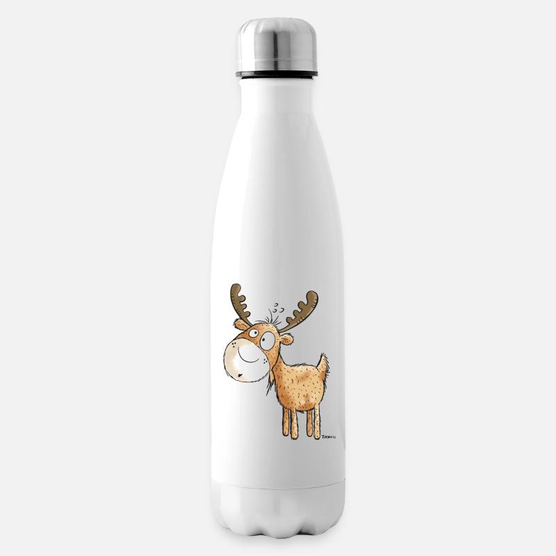 Witziger Elch - Elche - Hirsch - Reh - Geschenk - Isolierflasche - Weiß