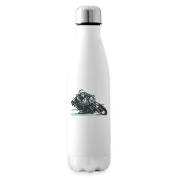 Motorcyclist classic motorcycle racing - Insulated Water Bottle - white - Right