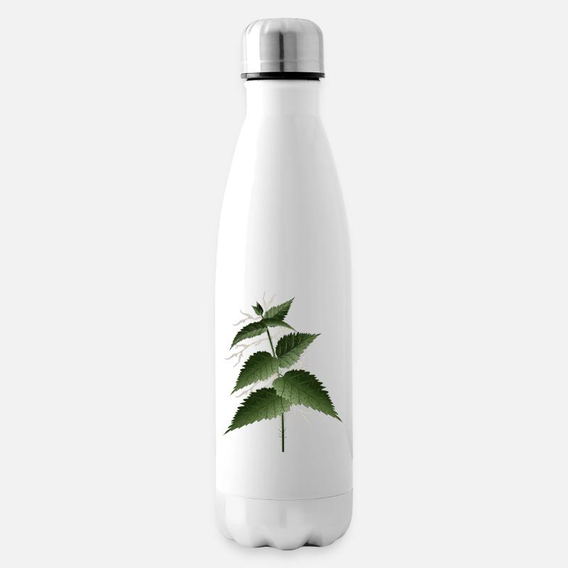 große Brennnessel mit großen dunkelgrünen Blättern - Isolierflasche - Weiß