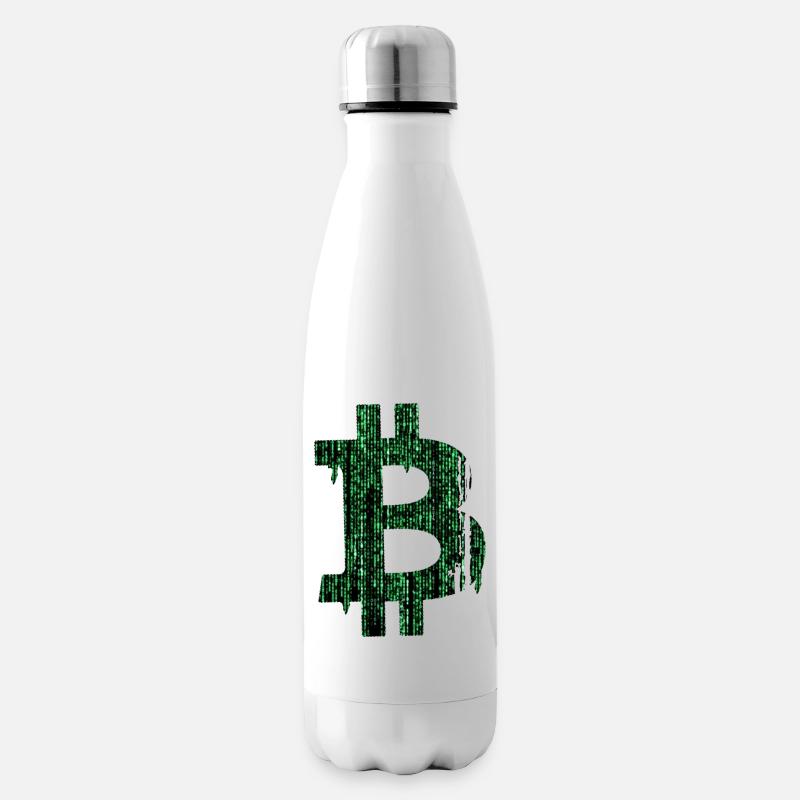 Bitcoin Matrix - Insulated Water Bottle - white