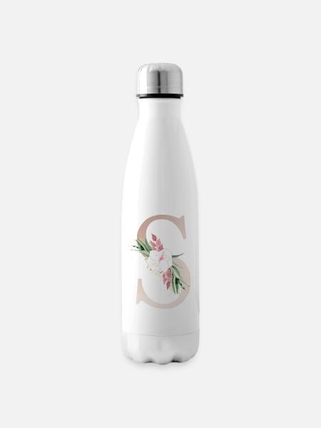 Personalisierbar Monogramm S Floral - Isolierflasche - Weiß