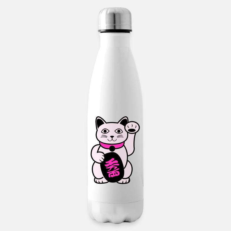 Maneki Winkekatze - Isolierflasche - Weiß