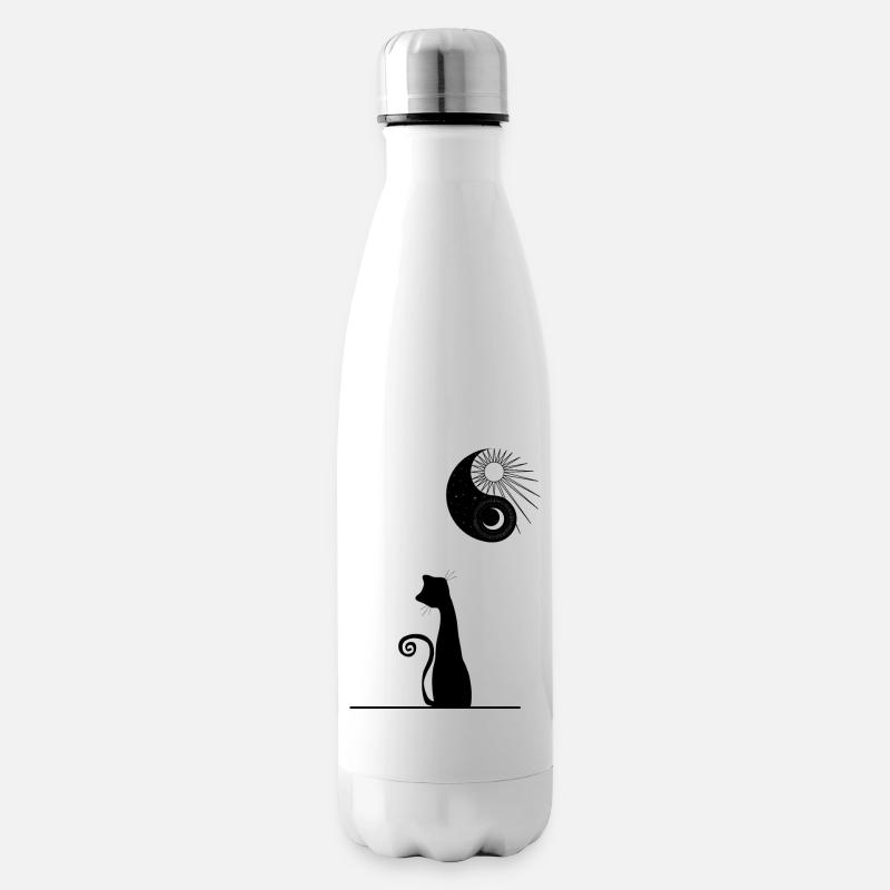 Katze vor dem Mond - Isolierflasche - Weiß