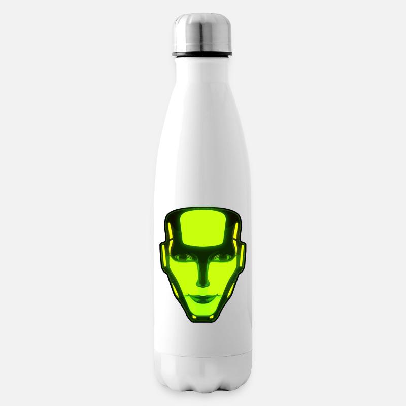 Neon Robot Face - Isolierflasche - Weiß