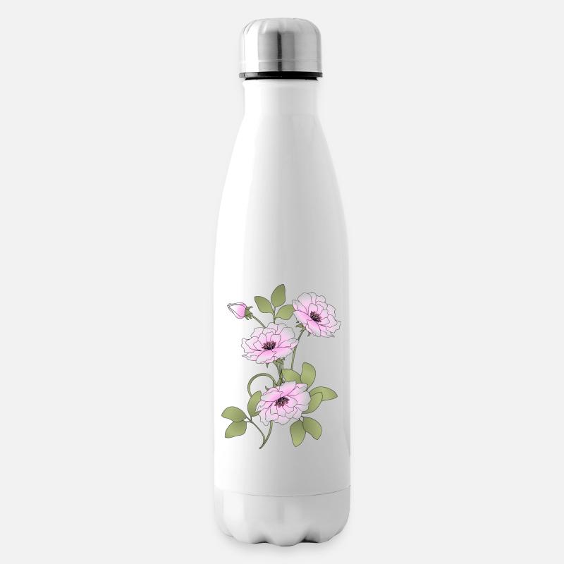 Blumen - Isolierflasche - Weiß