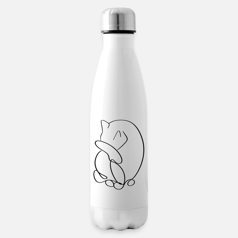Katze - Isolierflasche - Weiß