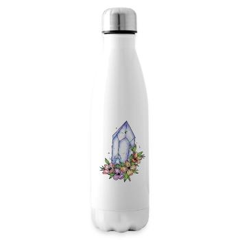 Aesthetic crystal and flowers - Insulated Water Bottle - white - Right