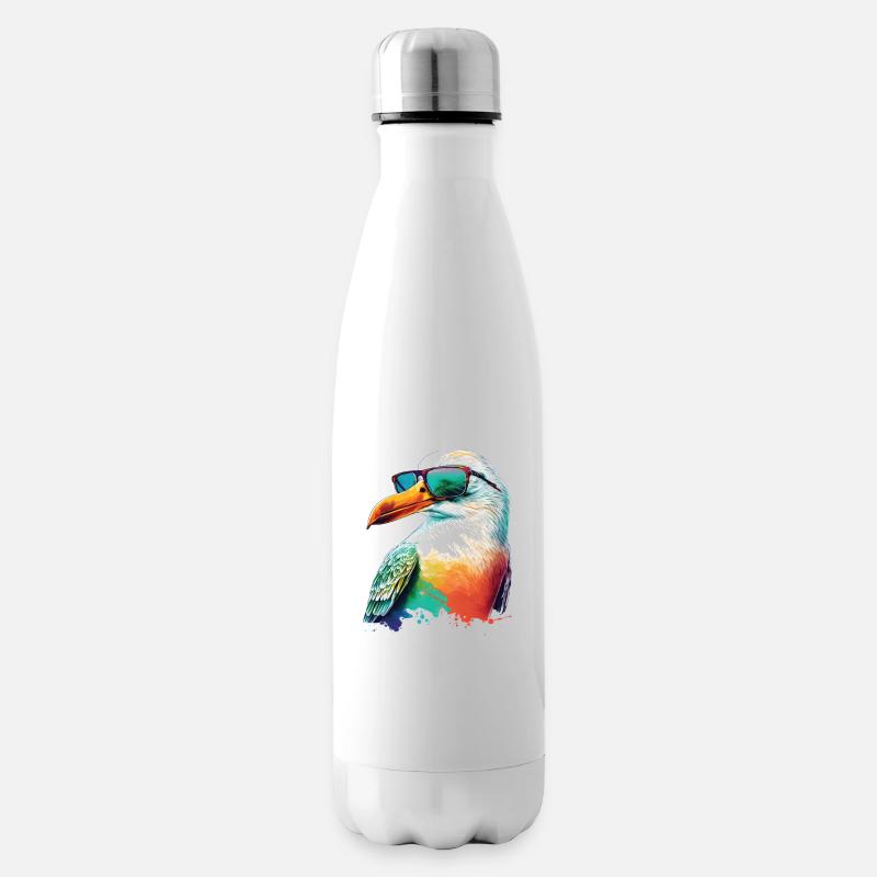 Coole farbige Möwe mit Sonnenbrille Sommer Urlaub - Isolierflasche - Weiß
