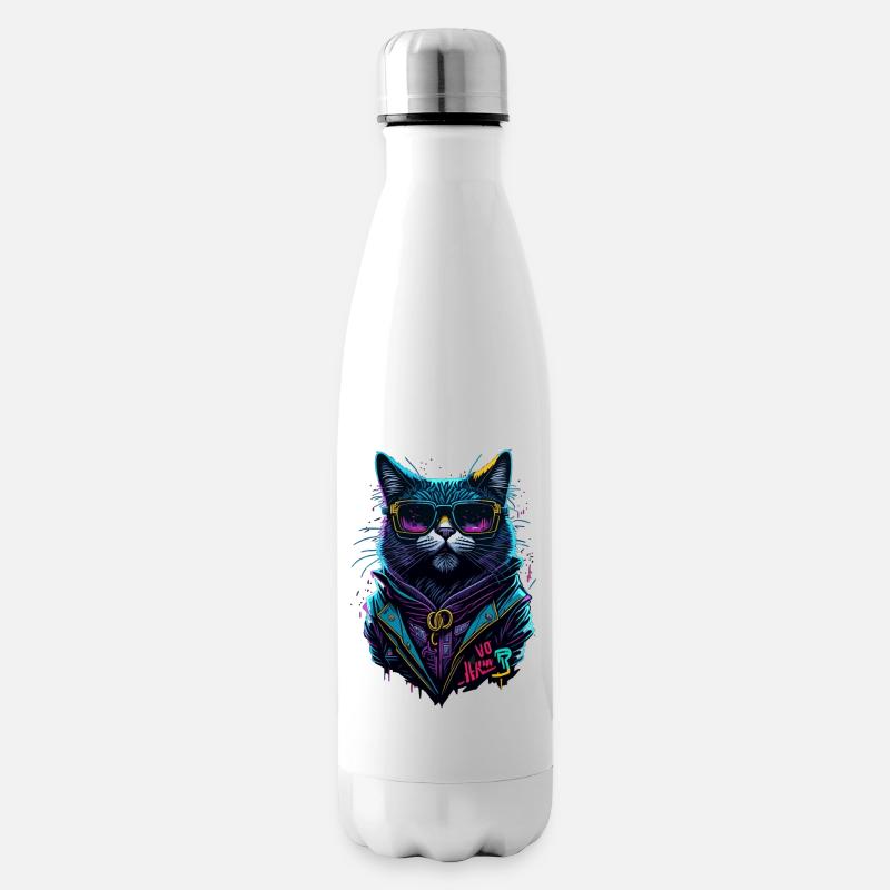 Cyber cool Cat - Isolierflasche - Weiß