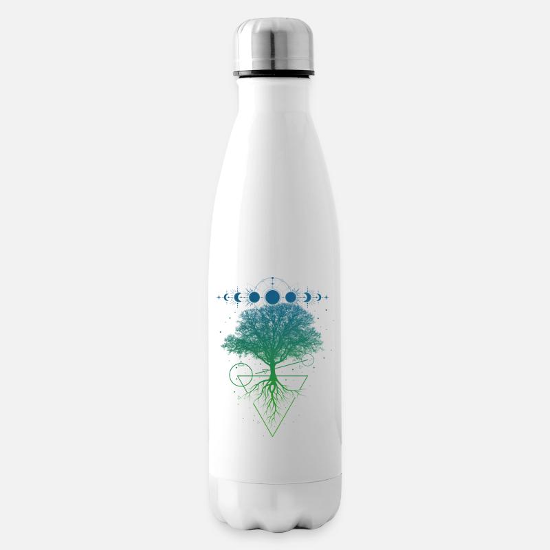 Baum Mondphasen - Isolierflasche - Weiß