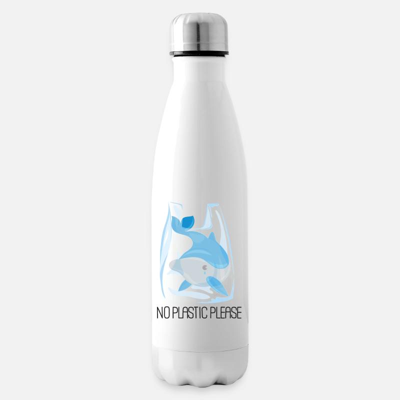 Bitte kein Plastik - Dolphin - Isolierflasche - Weiß
