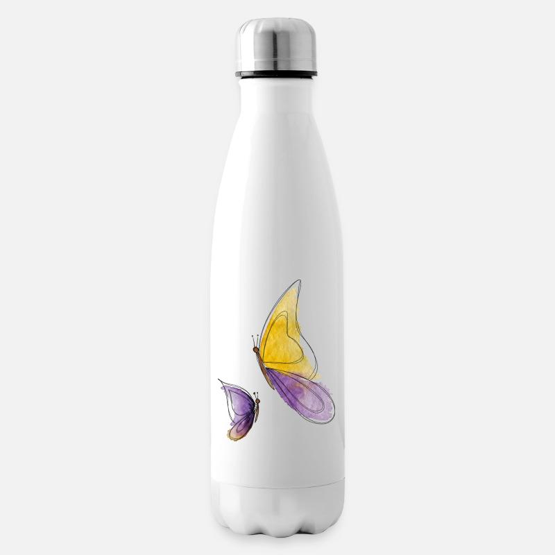 Schmetterlinge - Isolierflasche - Weiß