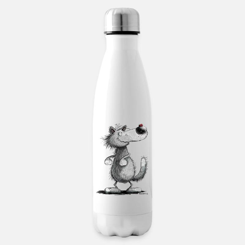 Wolfi Wölflein I Wolf Motiv I Lustiger Wolf - Isolierflasche - Weiß