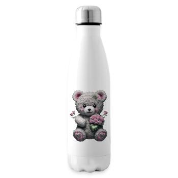 Teddybär mit Rosen - Isolierflasche - Weiß - Rechts