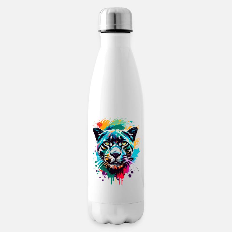Panther Jaguar Leopard - Schwarzer Panther Katze - Isolierflasche - Weiß