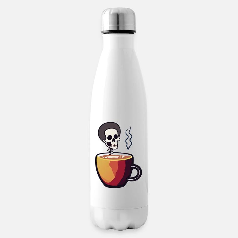 Caffeine Bone: The Skeleton in the Café - Insulated Water Bottle - white