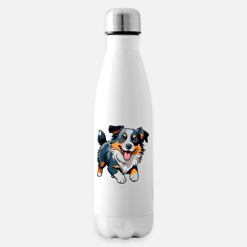 Niedlicher Border Collie Hund - Isolierflasche - Weiß