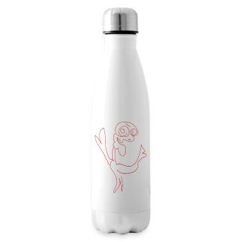 Excited chicken lines art. Flattender Bird - Insulated Water Bottle - white - Right