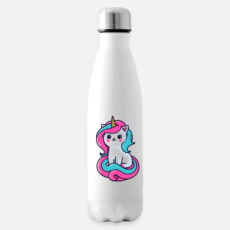 Einhorn Katze - Isolierflasche - Weiß