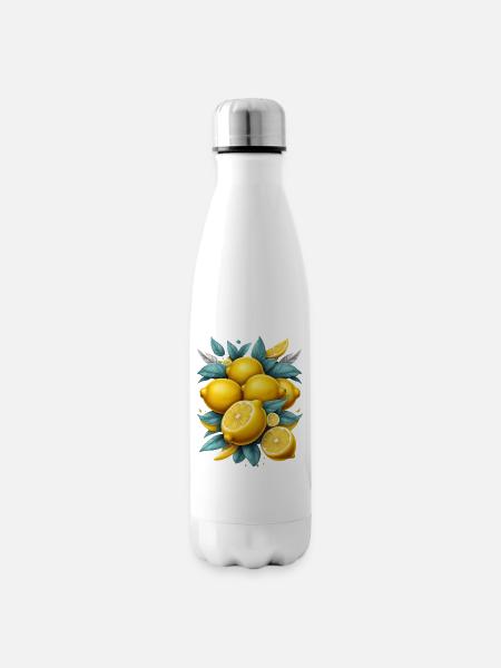Zitronen - Isolierflasche - Weiß