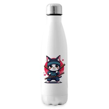 Japanese Kawaii Ninja Cat - Insulated Water Bottle - white - Right