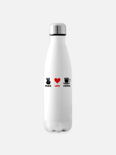 Peace Love Coffee - Insulated Water Bottle - white