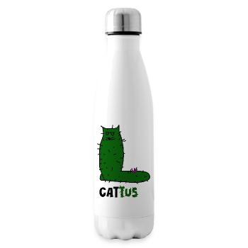 Cattus – Griffonnage de chat cactus, chat vert avec des épines. - Bouteille isotherme - blanc - Droite