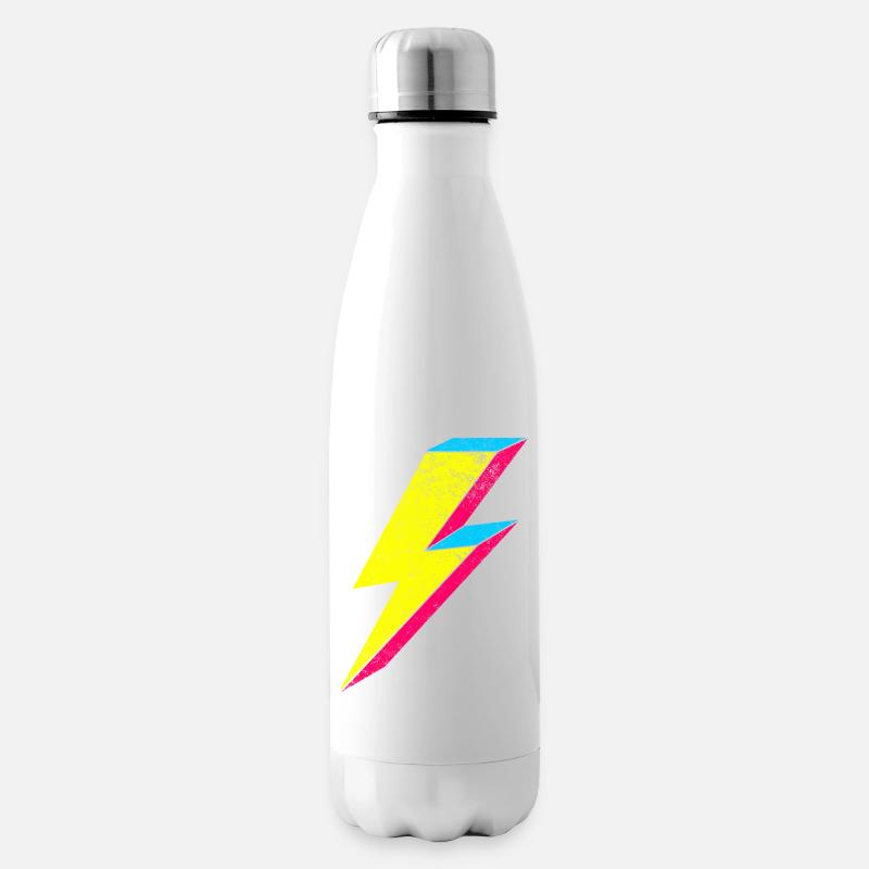 Neon Blitz Lightning Design 70s 80s - Isolierflasche - Weiß