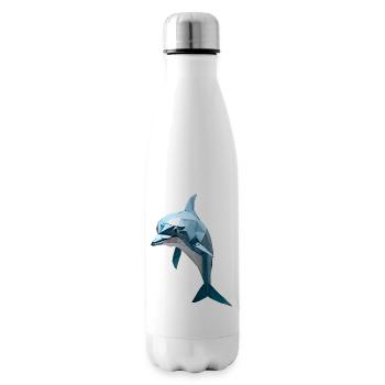 Blauer Low-Poly Delfin - Isolierflasche - Weiß - Rechts
