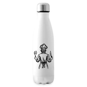 Father’s Kitchen Soul – Chef Line Art Design - Isolierflasche - Weiß - Rechts