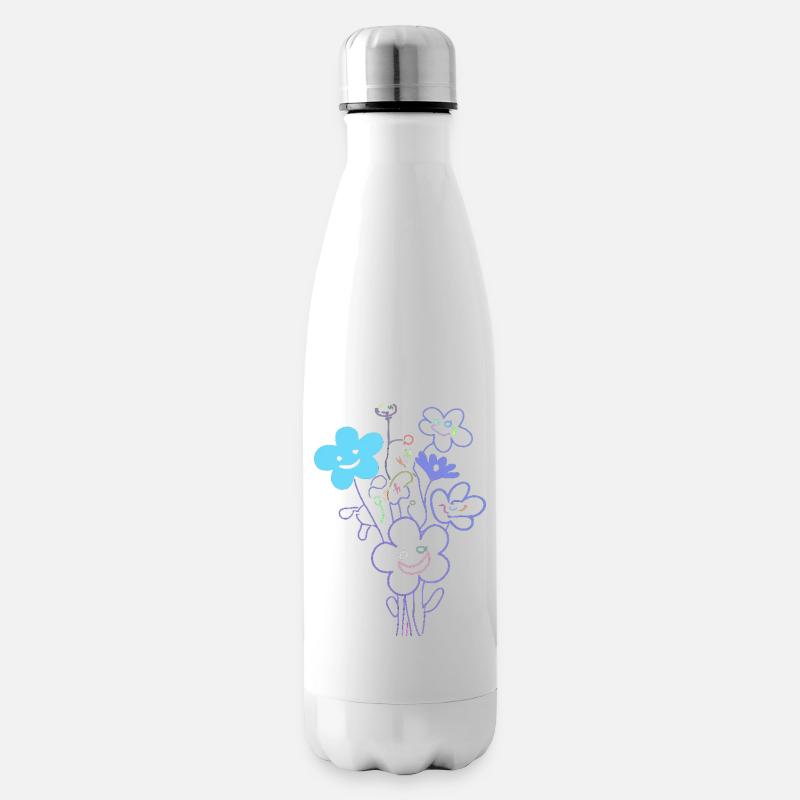Fröhliche Blumen mit Neonlinien - Isolierflasche - Weiß