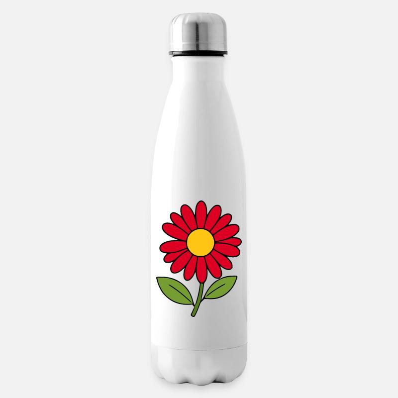 Blume rot rote Blume Blumen  - Isolierflasche - Weiß