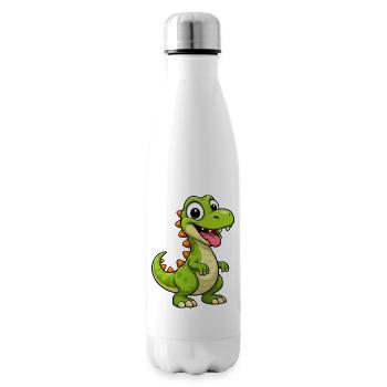 Fröhlicher Dino mit Zacken - Isolierflasche - Weiß - Rechts