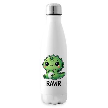 Süßer Dino T-Rex Dinosaurier Cartoon Chibi Roar - Isolierflasche - Weiß - Rechts